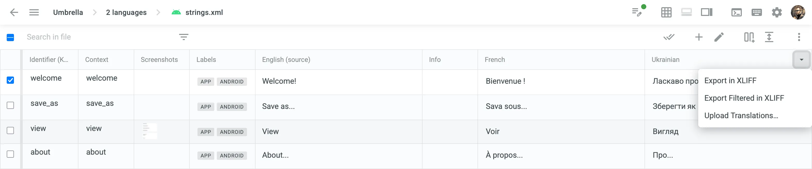 Export Filtered Strings from the Multilingual (Grid) mode